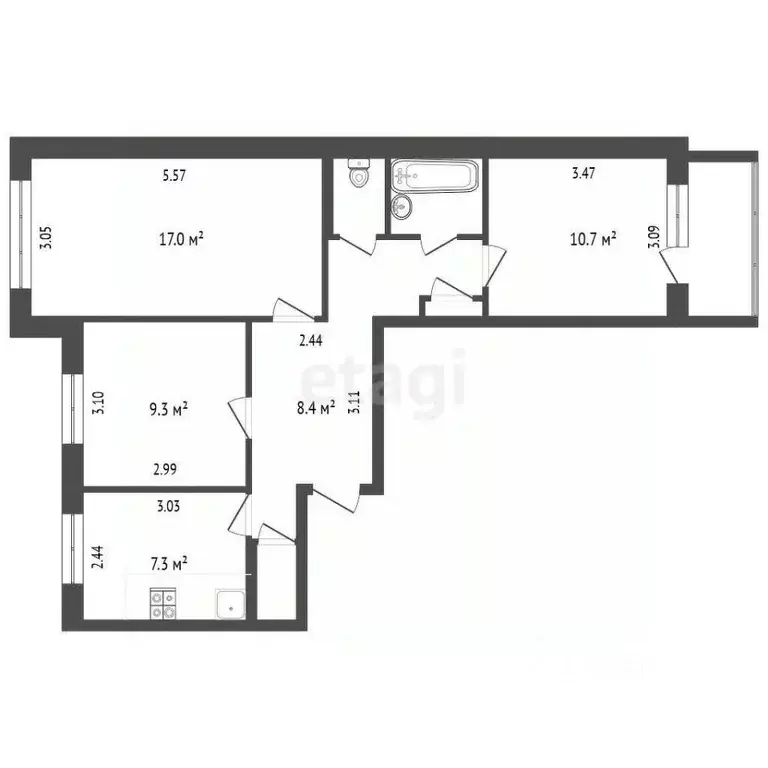 3-к кв. Московская область, Подольск ул. Космонавтов, 8 (62.4 м) - Фото 1