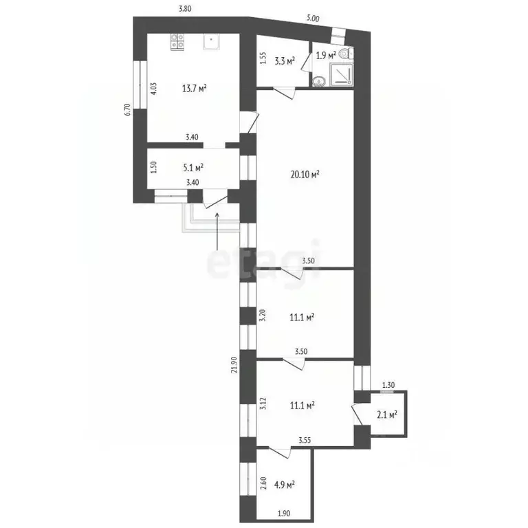 4-к кв. Крым, Симферополь ул. Ефремова (73.3 м) - Фото 2