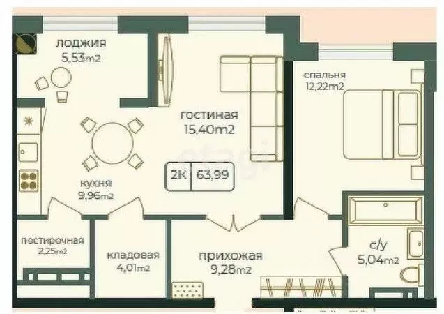 2-к кв. Дагестан, Каспийск просп. Акулиничева (63.99 м) - Фото 0
