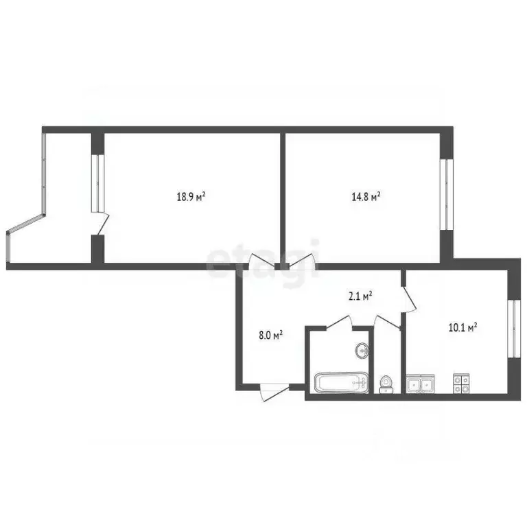 2-к кв. Московская область, Реутов Молодежная ул., 1 (55.5 м) - Фото 2