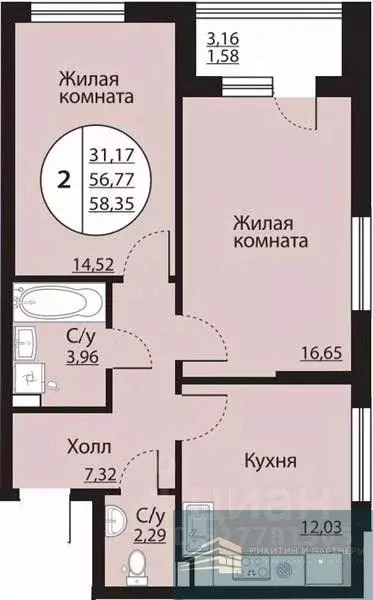 2-к кв. Воронежская область, Воронеж Московский просп., 138 (58.4 м) - Фото 0