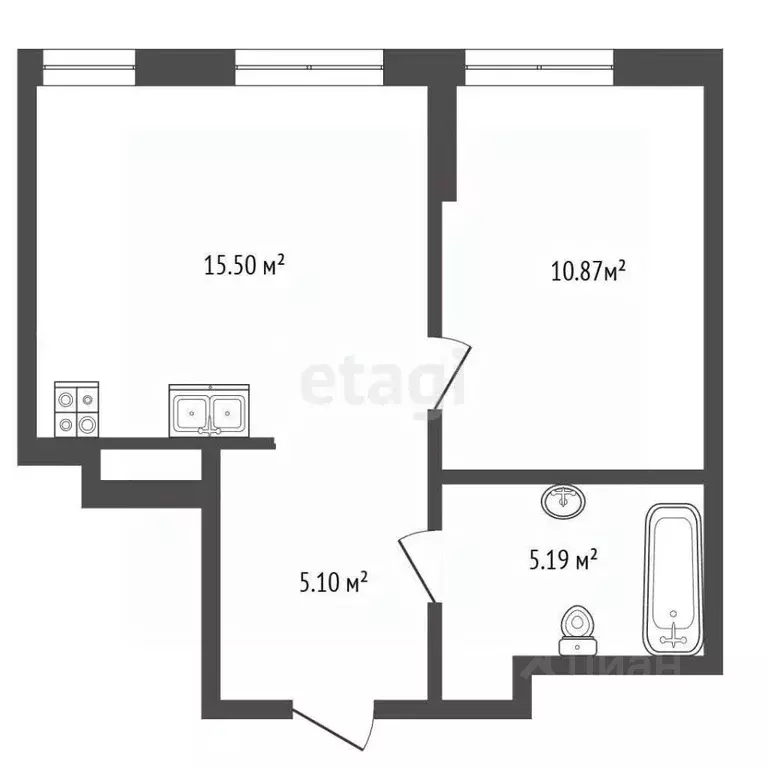 1-к кв. Тюменская область, Тюмень ул. Новоселов, 96 (36.1 м) - Фото 2
