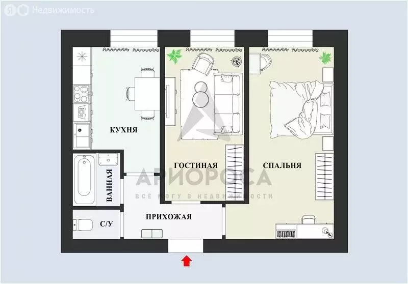 2-комнатная квартира: Волгоград, улица Ломоносова, 72 (40.8 м) - Фото 0