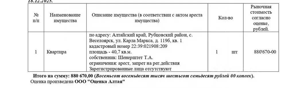 Свободной планировки кв. Алтайский край, Рубцовский район, ... - Фото 1