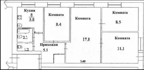 4-к кв. Ярославская область, Рыбинск Заволжский п/р, проезд Северный, ... - Фото 1