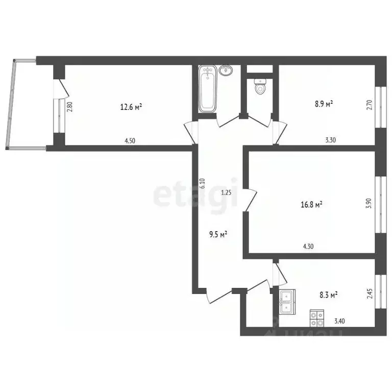 3-к кв. Орловская область, Орел Московское ш., 169 (59.9 м) - Фото 1