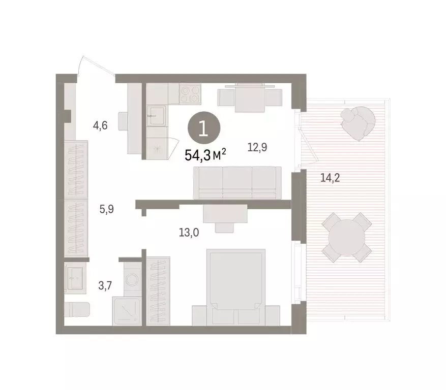 1-комнатная квартира: Пермь, улица Солдатова (54.26 м) - Фото 2