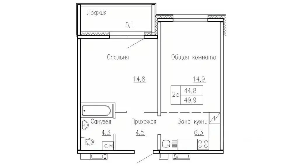 2-к кв. Новосибирская область, Новосибирский район, Краснообск рп, 3-й ... - Фото 0