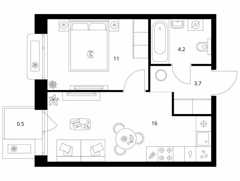 1-комнатная квартира: Казань, ЖК Сиберово (35.4 м) - Фото 0