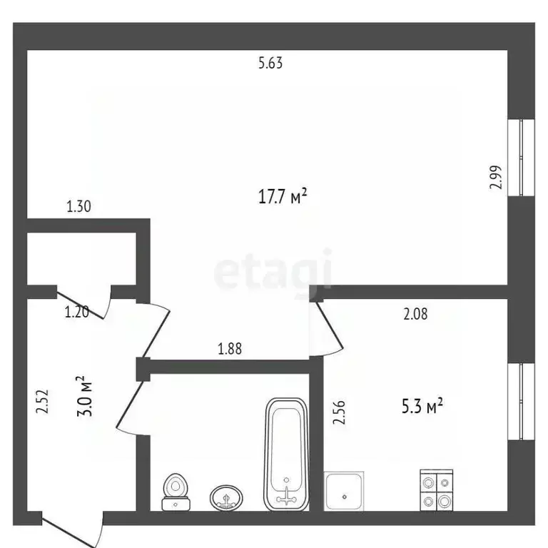 1-к кв. Тюменская область, Тюмень Тульская ул., 7 (29.6 м) - Фото 2