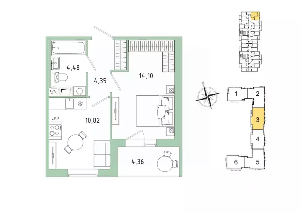 1-к кв. Ленинградская область, Гатчина Въезд мкр,  (35.93 м) - Фото 1