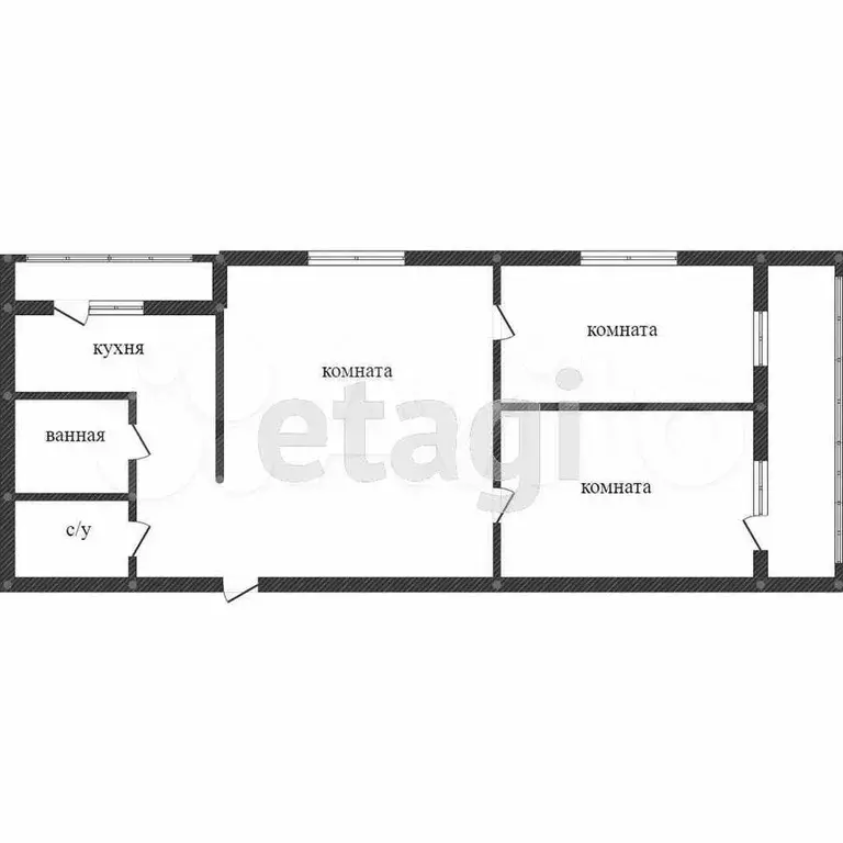 3-к. квартира, 61,6 м, 1/5 эт. - Фото 0