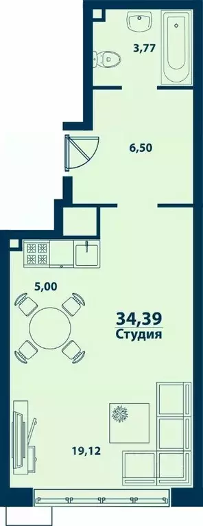 Студия Башкортостан, Уфа ул. Ивана Спатара, 14 (34.39 м) - Фото 1