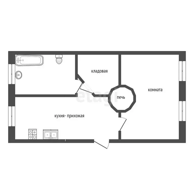 1-комнатная квартира: Туринск, улица Пущина, 21 (29.9 м) - Фото 1