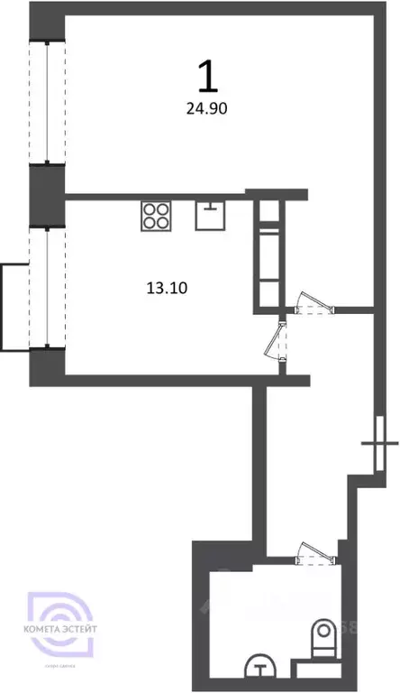 1-к кв. Москва Клинская ул., 2А (51.8 м) - Фото 1