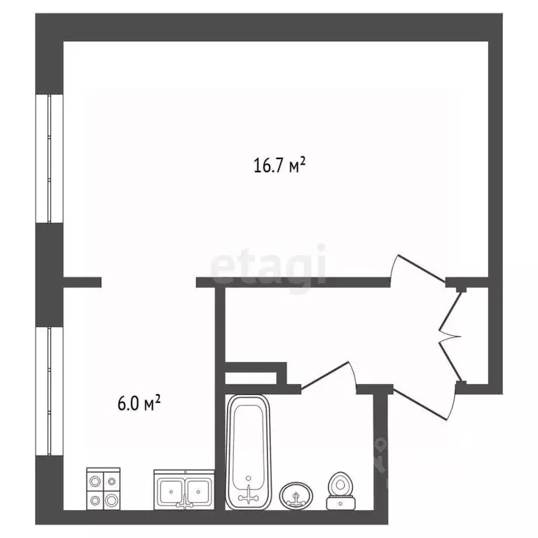 1-к кв. Камчатский край, Вилючинск Северный мкр, 8 (30.6 м) - Фото 2