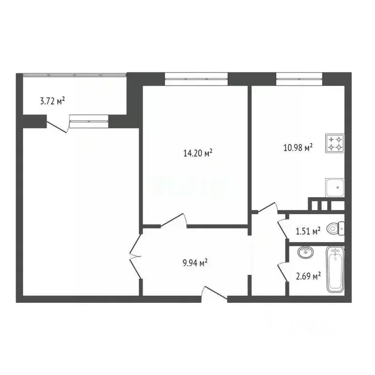 2-к кв. Красноярский край, Сосновоборск ул. Ленинского Комсомола, 37 ... - Фото 2