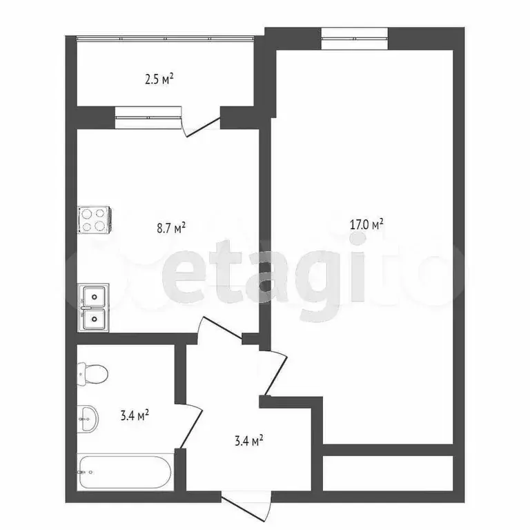 1-к. квартира, 32,4 м, 15/17 эт. - Фото 0