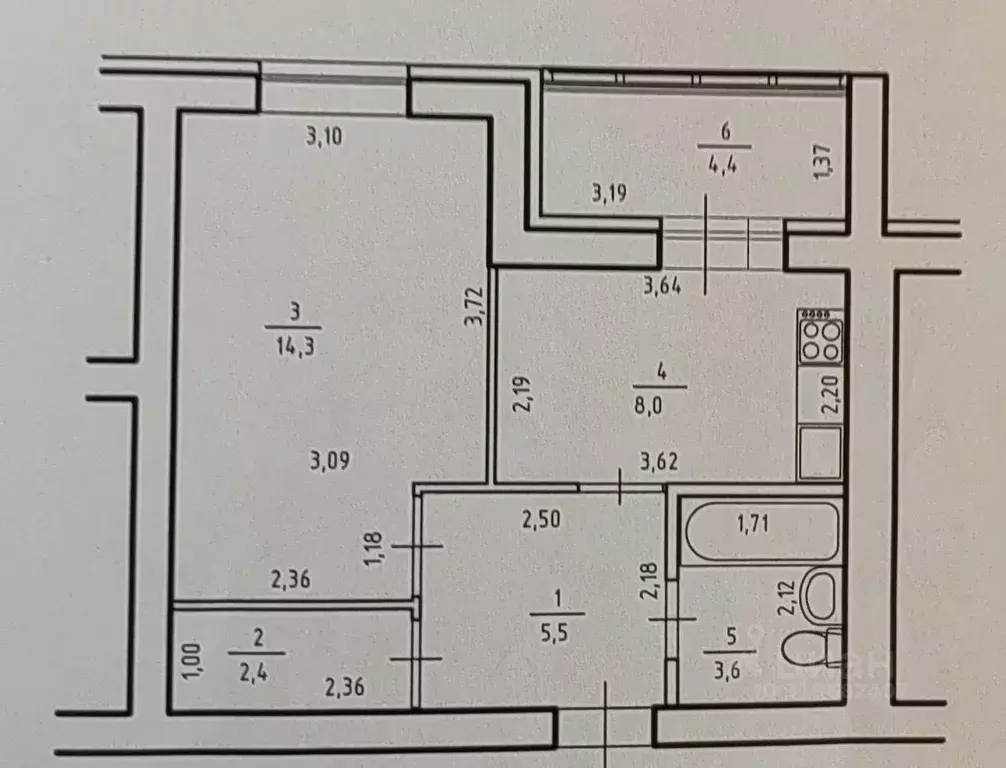 1-к кв. Башкортостан, Уфа ул. Академика Гатауллина, 5 (36.0 м) - Фото 0