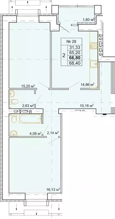 2-к кв. Костромская область, Кострома ул. Новый Быт, 14 (62.52 м) - Фото 1