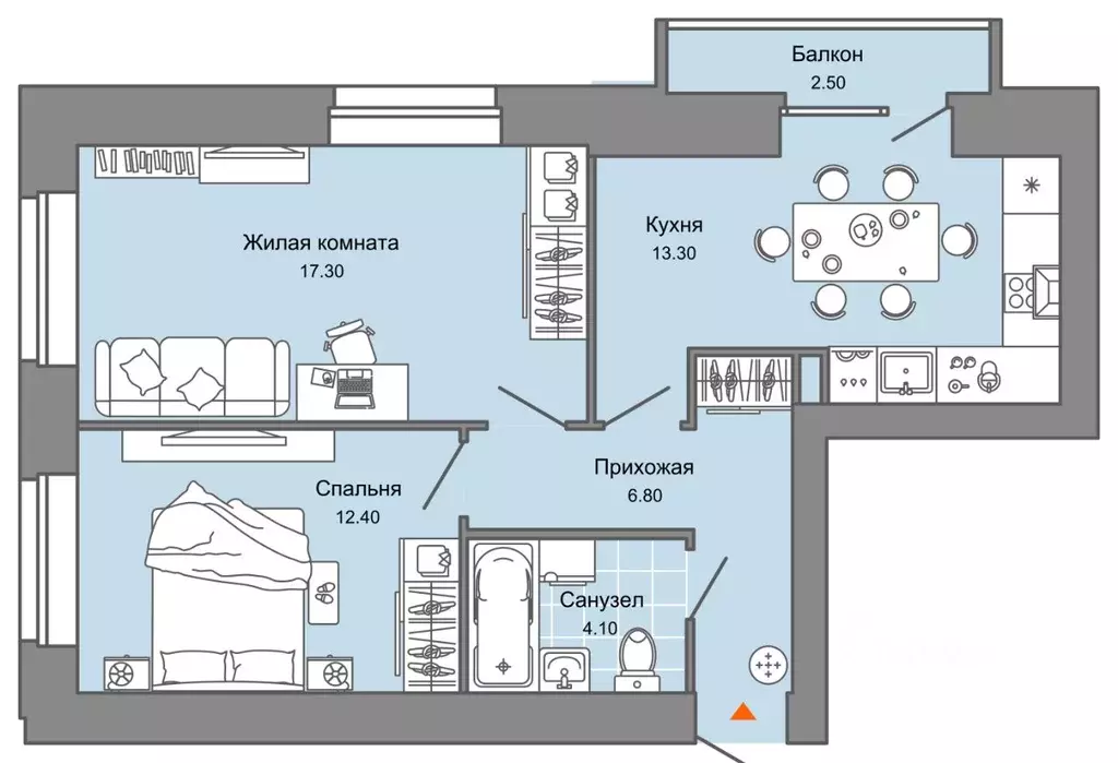 2-к кв. Пермский край, Пермь ул. Дзержинского, 31Б (55.0 м) - Фото 2