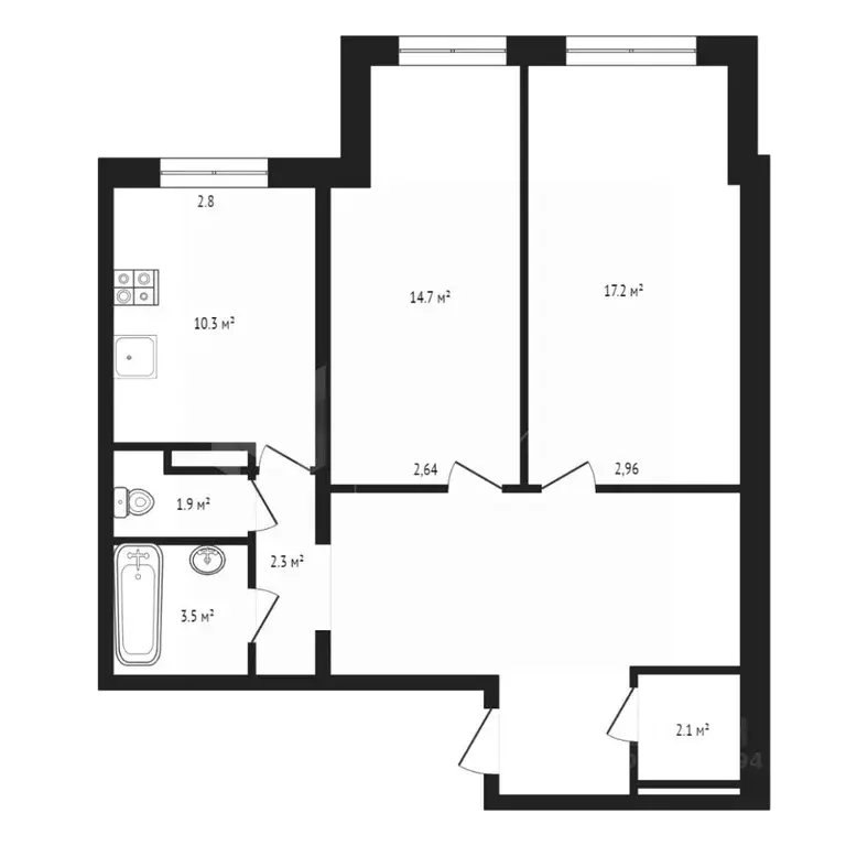 2-к кв. Тюменская область, Тюмень ул. Муравленко, 3 (69.4 м) - Фото 2