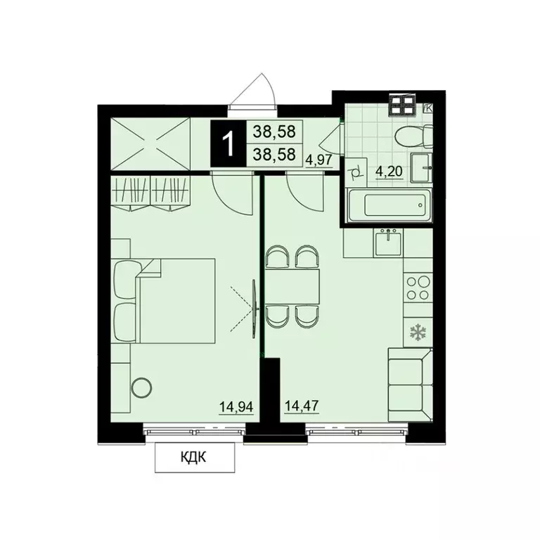 1-к кв. Самарская область, Самара АмГрад жилой комплекс (38.58 м) - Фото 1