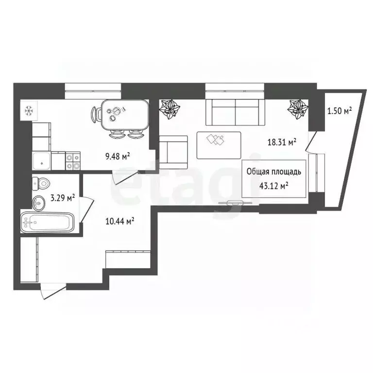 1-к кв. Новосибирская область, Новосибирск ул. Дуси Ковальчук, 378В ... - Фото 2