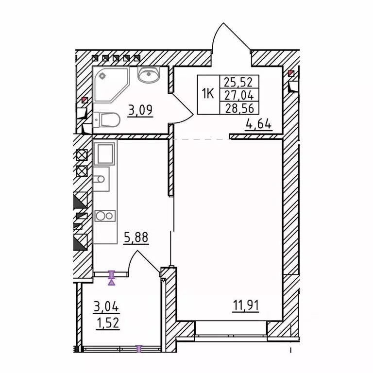 1-к кв. Калининградская область, Зеленоградск  (28.56 м) - Фото 1