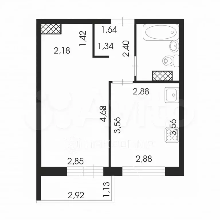 1-к. квартира, 34,5 м, 9/9 эт. - Фото 0