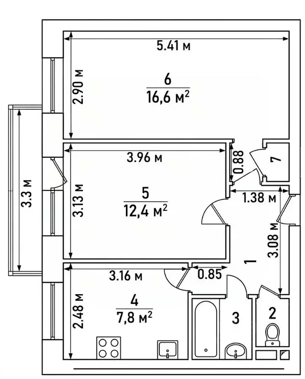 2-к кв. Санкт-Петербург Звездная ул., 14 (45.5 м) - Фото 2