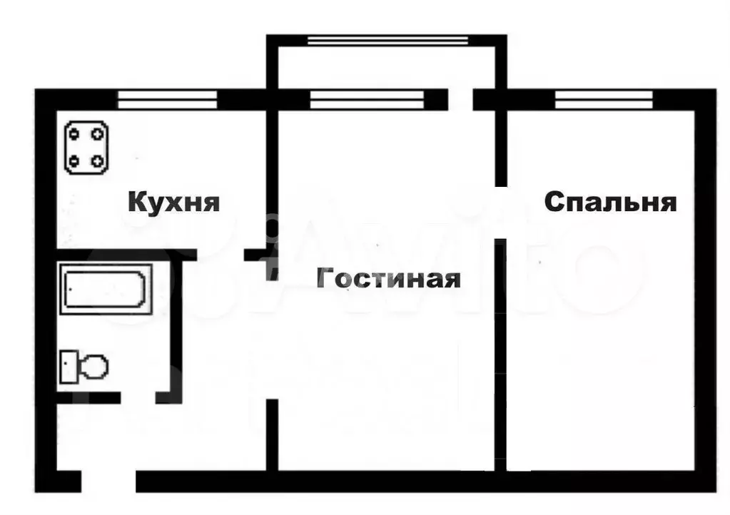 2-к. квартира, 45,7 м, 4/5 эт. - Фото 0