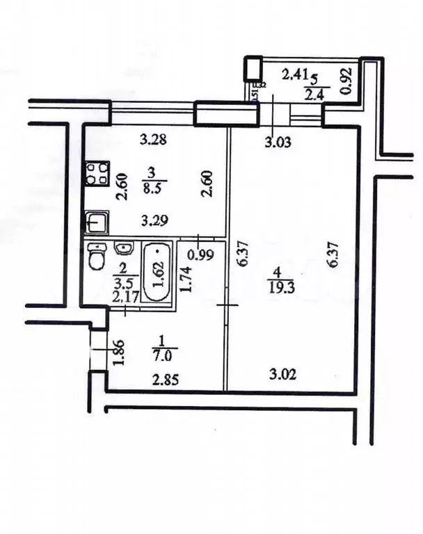 1-к. квартира, 38,3 м, 2/3 эт. - Фото 0