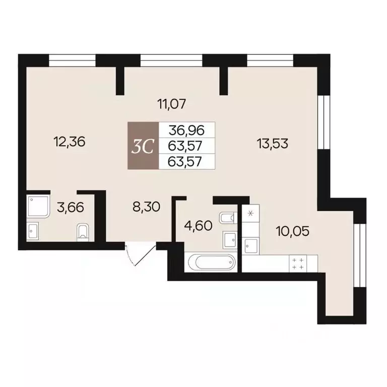 3-к кв. Новосибирская область, Новосибирск ОбьГЭС мкр,  (63.57 м) - Фото 1