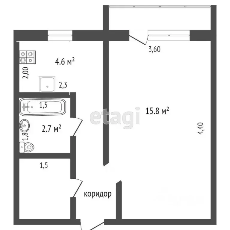 1-к кв. Тюменская область, Ишим Артиллерийская ул. (24.6 м) - Фото 1