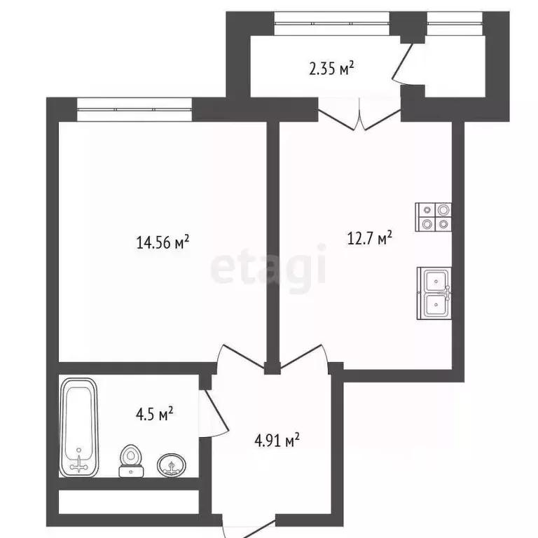 1-к кв. Крым, Симферополь ул. Грибоедова, 7 (39.02 м) - Фото 1