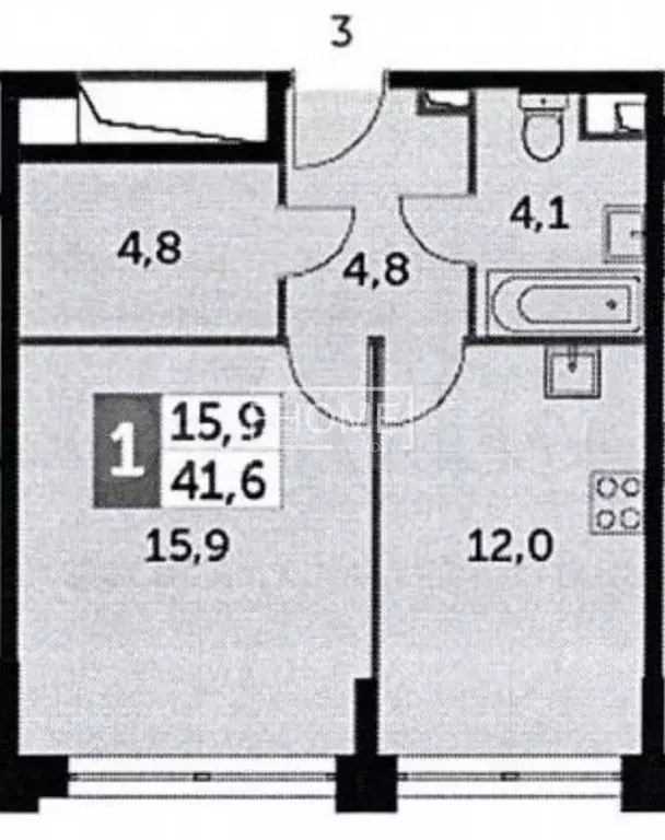 1-к. квартира, 41,6 м, 27/29 эт. - Фото 0