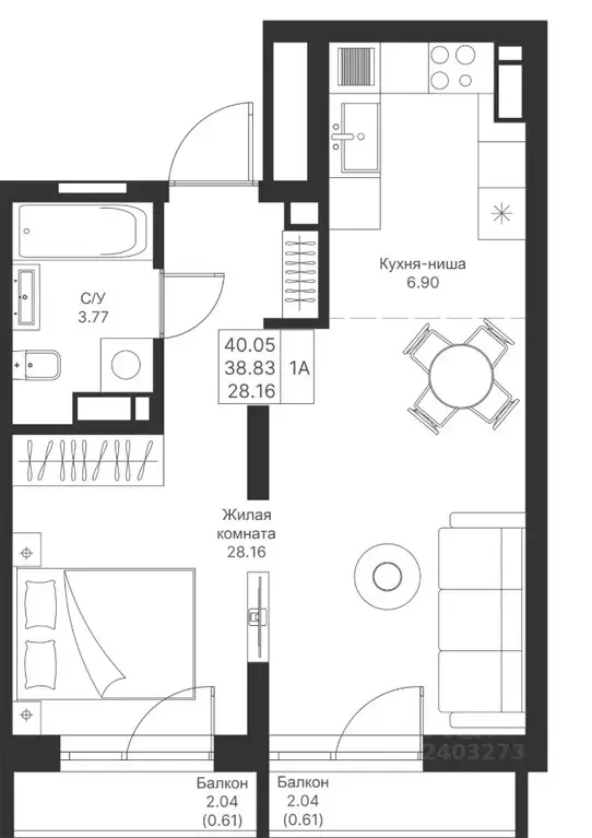 1-к кв. Татарстан, Казань Мой Ритм жилой комплекс (40.05 м) - Фото 1