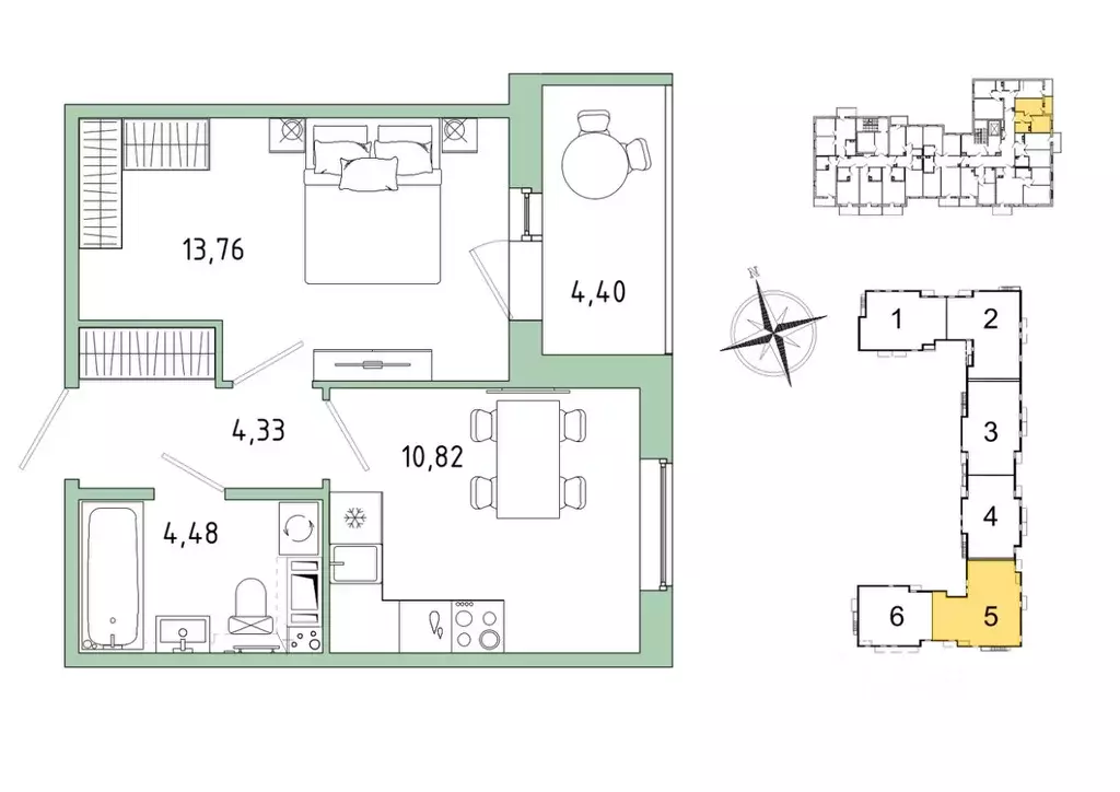 1-к кв. Ленинградская область, Гатчина Въезд мкр,  (35.59 м) - Фото 1