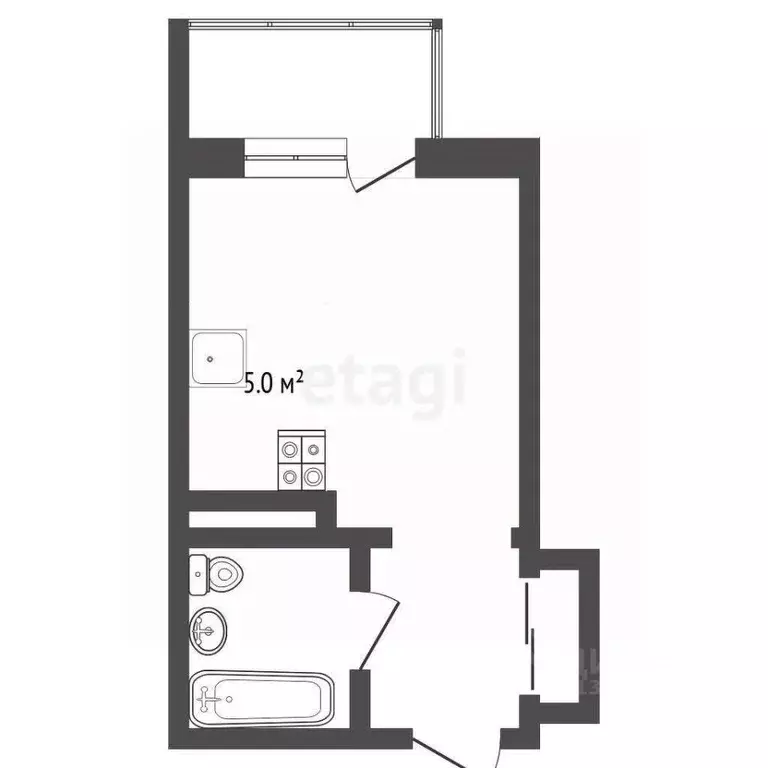 Студия Тюменская область, Тюмень ул. Тальниковая, 3 (21.2 м) - Фото 1