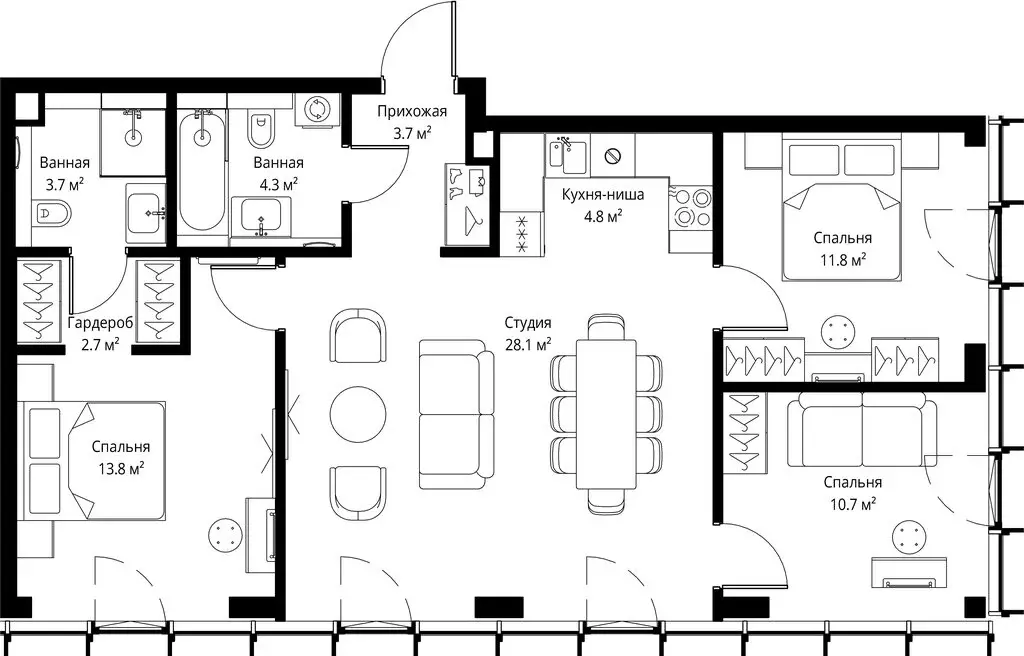 3-комнатная квартира: Москва, 2-я Хуторская улица, 34 (83.6 м) - Фото 1