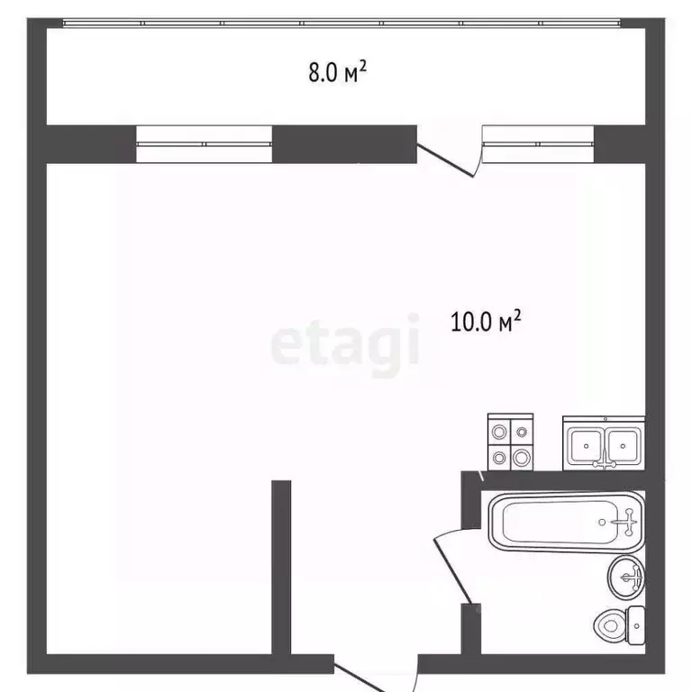 Студия Калужская область, Калуга ул. Чапаева, 44 (30.3 м) - Фото 1