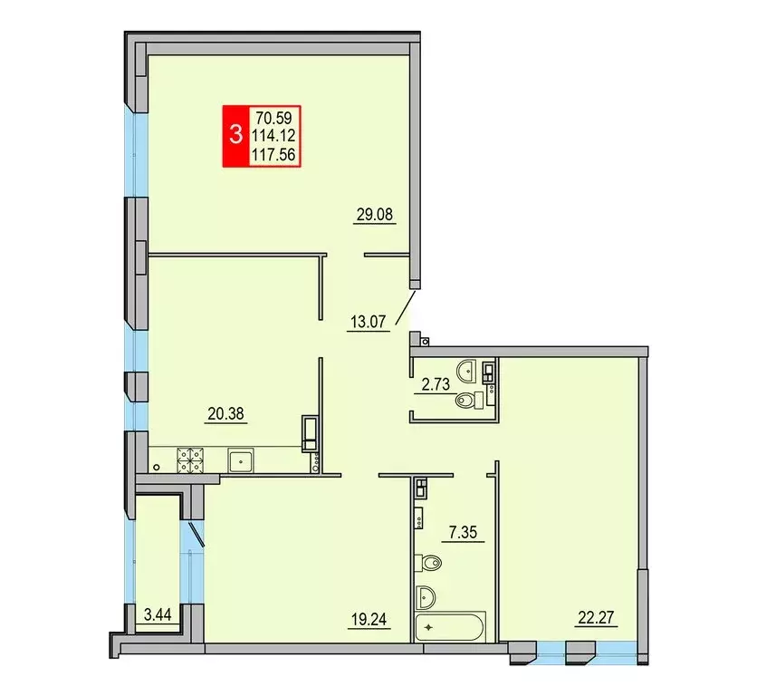 3-комнатная квартира: Тверь, Заволжский район (117.5 м) - Фото 1