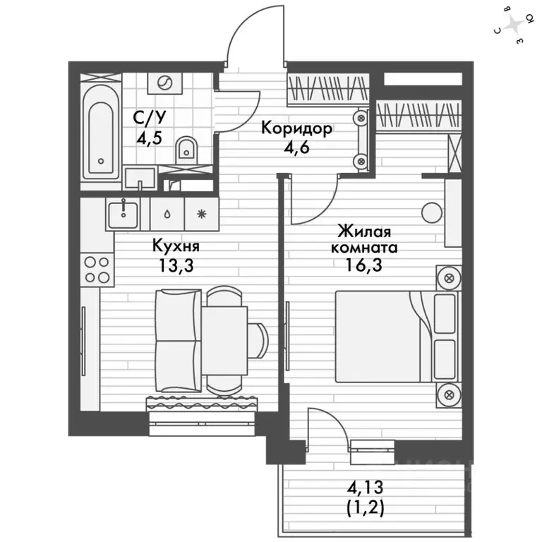 1-к кв. Татарстан, Зеленодольский район, Октябрьское с/пос, пос. ... - Фото 2