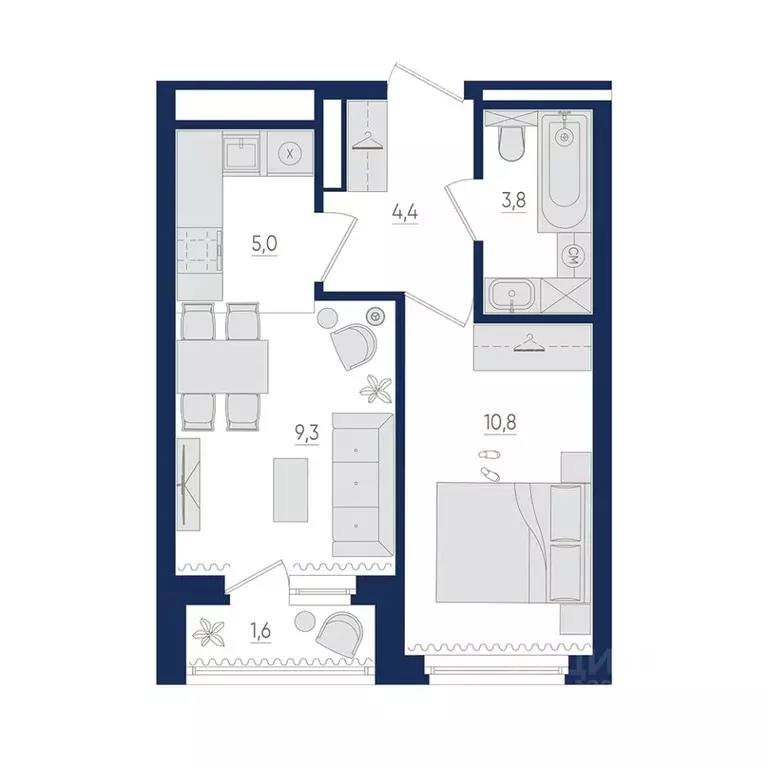 2-к кв. Башкортостан, Уфа бул. Яркий (34.1 м) - Фото 1