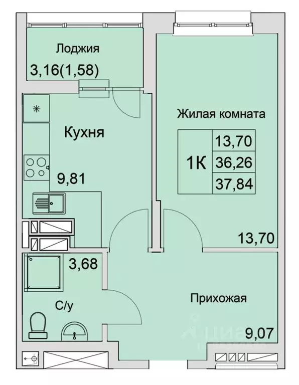 1-к кв. Ростовская область, Батайск  (37.84 м) - Фото 0