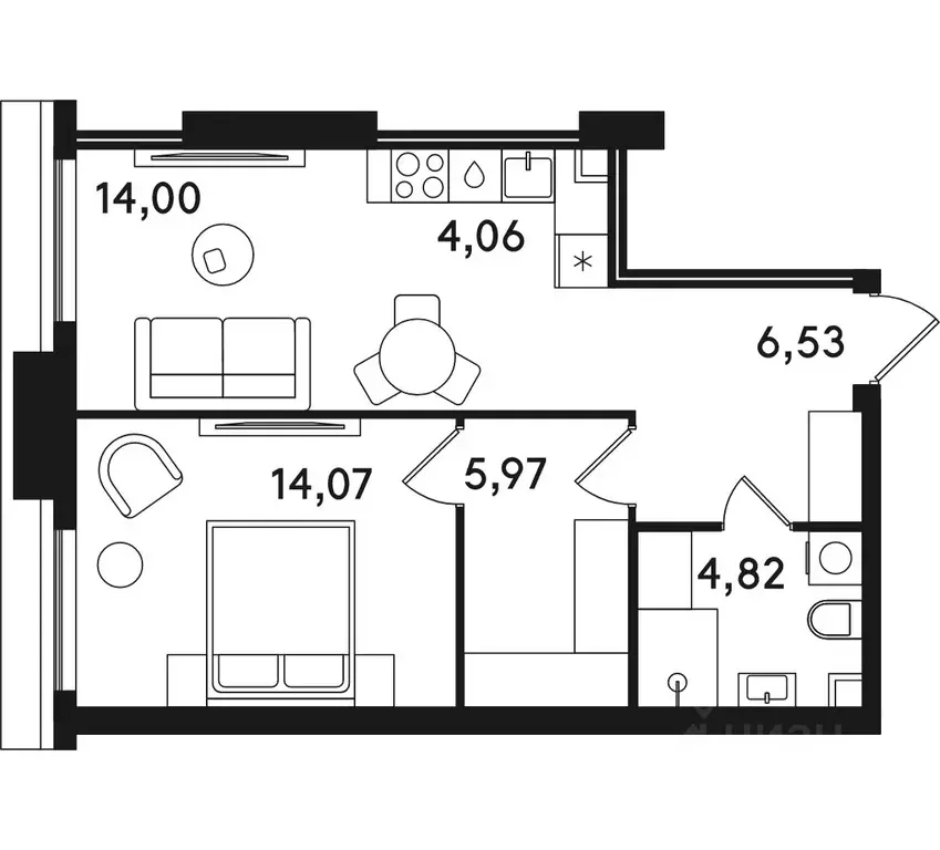 1-к кв. Москва ул. Сокольнический Вал, 2АС1 (49.45 м) - Фото 0