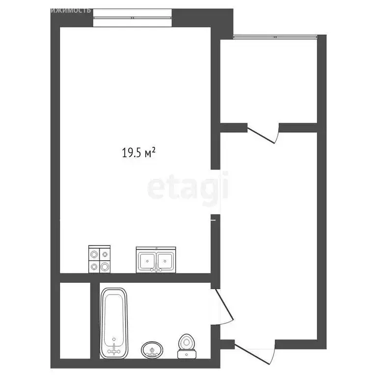 Квартира-студия: Тюмень, улица Ю.-Р.Г. Эрвье, 32к1 (30.5 м) - Фото 1