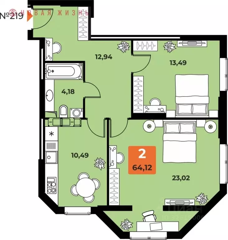 2-к кв. Самарская область, Самара просп. Карла Маркса, 231Б (63.6 м) - Фото 1