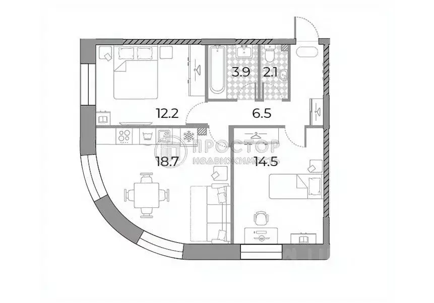 2-к кв. Москва ул. Архитектора Щусева, 5к2 (57.9 м) - Фото 1